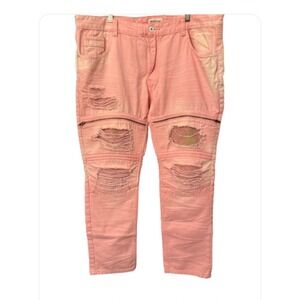 Smoke‎ Rise Jeans Peach Pink 44 x 32 distressed ripped motorcycle